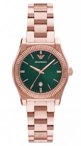 Emporio Armani Green Diamond Dial Rose Gold Premium Women's Watch | 32mm