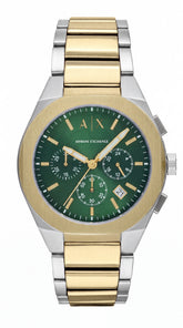 Armani Exchange Rafael Green Dial Two Tone Chronograph Premium Men's Watch | 43mm