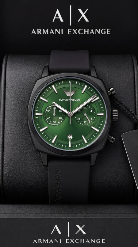 Emporio Armani Green Chronograph Men's Watch | Black Case | 43mm