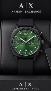 Emporio Armani Green Chronograph Men's Watch | Black Case | 43mm