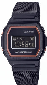 Casio Vintage Digital Black Mesh Unisex Watch | Black Dial | LED Illuminator | 36mm