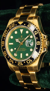 Rolex GMT-Master II Men's Watch | Green Dial | Gold-Tone Stainless Steel | 41mm