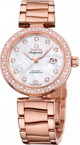 Omega Ladymatic Diamond Edition Women's Watch | White Dial | Rose Gold Crystal Bezel | 30mm