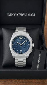 Emporio Armani AR11560 Blue Sunray Chronograph Master Copy Watch For Men | 42mm