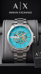 Armani Exchange Hampton Automatic Tiffany Blue Master Copy Watch For Men | 43mm
