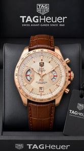 TAG Heuer Grand Carrera RS Calibre 17 Chronograph Men's Watch | Rose Gold Brown Leather | 7AA Premium Collection