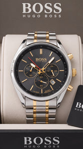 Hugo Boss Champion Chronograph Black Dial Two-Tone Stainless Steel Men's Watch | 7AA Premium Collection