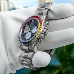 Rolex Rainbow Automatic 42mm Men's Watch | Rainbow Bezel Stainless Steel