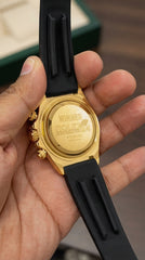 Rolex Daytona Eye of the Tiger 18K Yellow Gold Diamond Dial Rubber Strap Master Copy Watch For Men