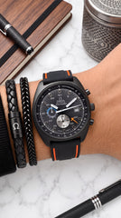 Omega Seamaster Chronograph ST Black PVD Premium Quartz Chronograph Watch For Men | 42mm