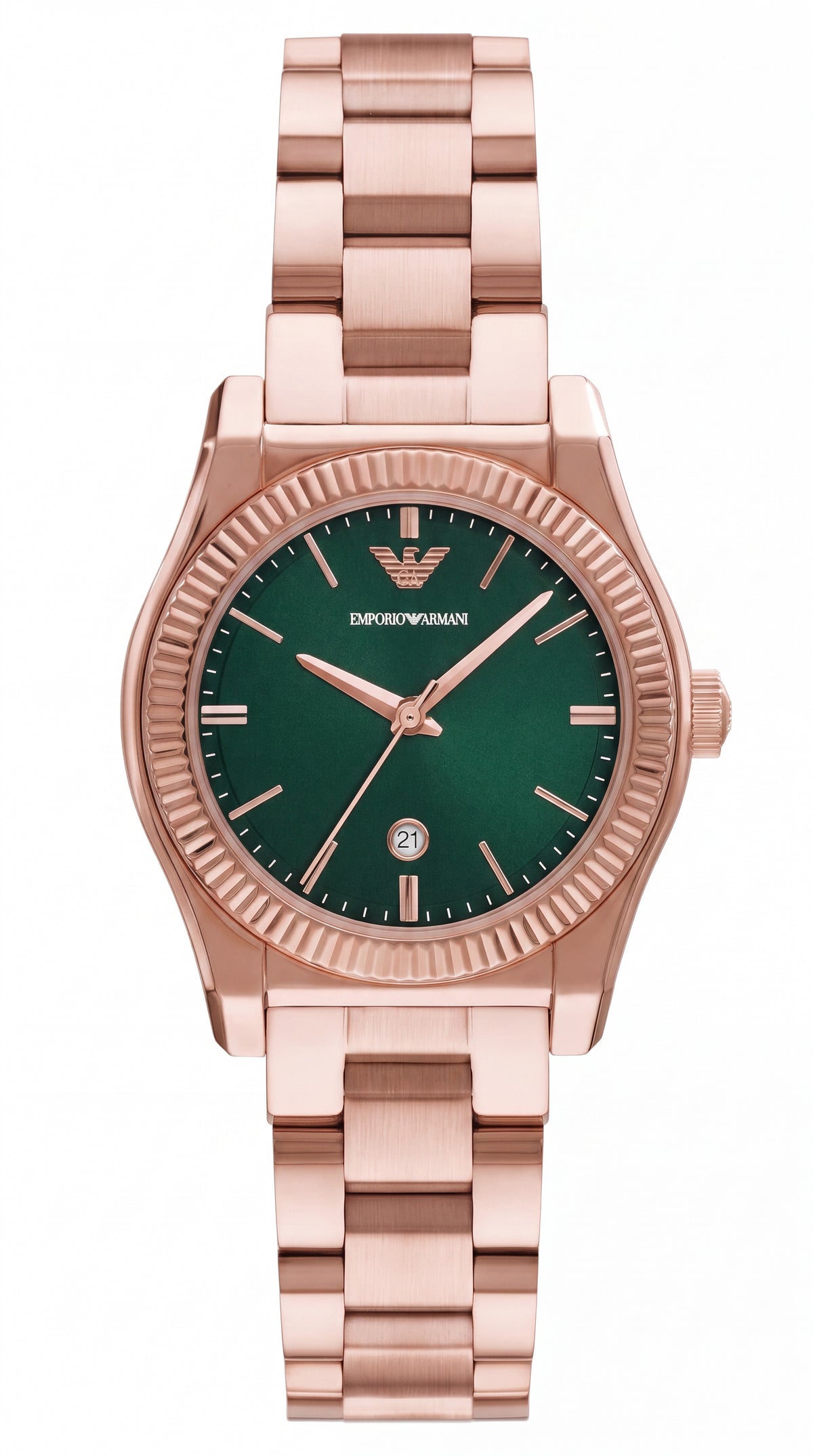 Emporio Armani Green Diamond Dial Rose Gold Premium Women's Watch | 32mm