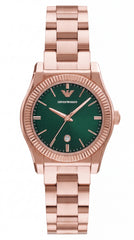 Emporio Armani Green Diamond Dial Rose Gold Premium Women's Watch | 32mm