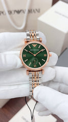 Emporio Armani Green Diamond Dial Rose Gold Premium Women's Watch | 32mm