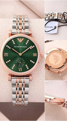 Emporio Armani Green Diamond Dial Rose Gold Premium Women's Watch | 32mm