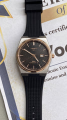 Tissot PRX Black Textured Dial Men's Watch | Rose Gold Silver Case | 40mm
