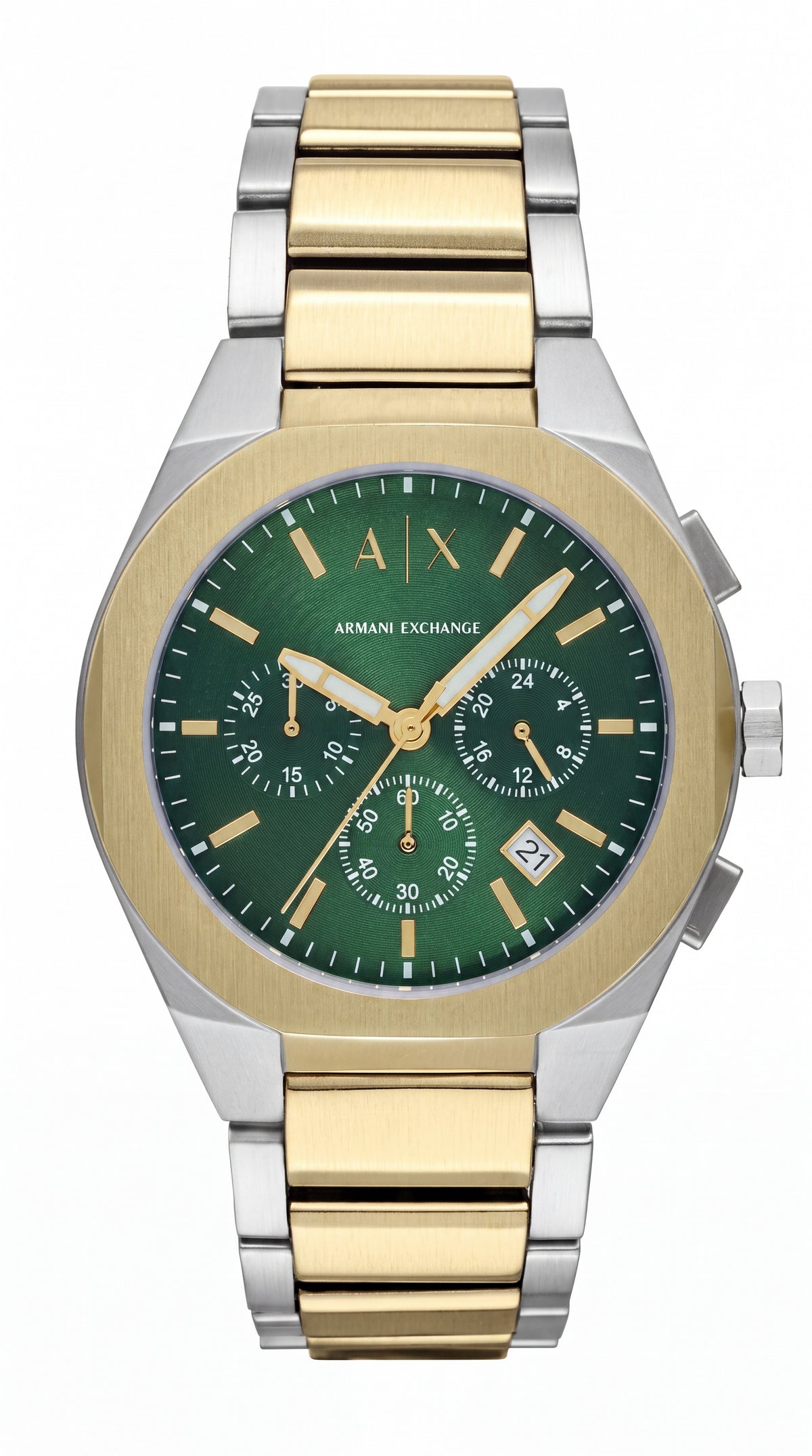 Armani Exchange Rafael Green Dial Two Tone Chronograph Premium Men's Watch | 43mm