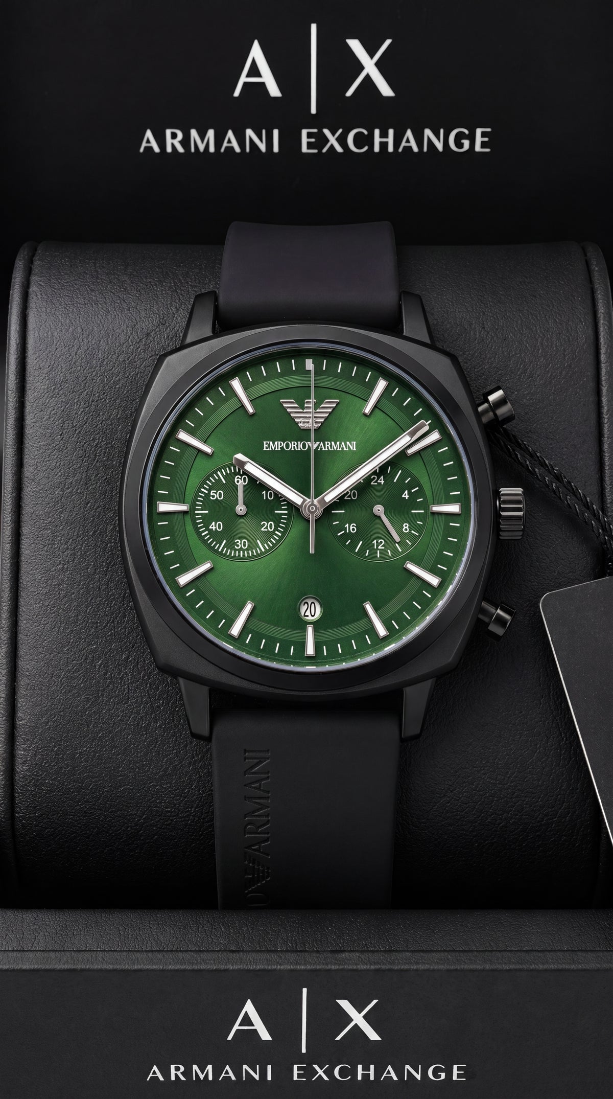 Emporio Armani Green Chronograph Men's Watch | Black Case | 43mm