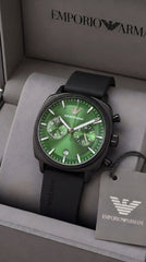 Emporio Armani Green Chronograph Men's Watch | Black Case | 43mm