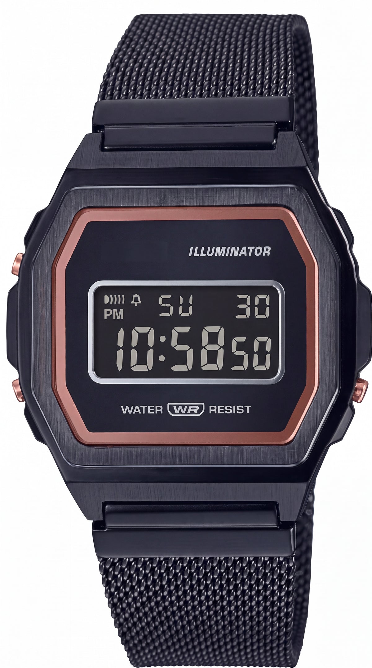 Casio Vintage Digital Black Mesh Unisex Watch | Black Dial | LED Illuminator | 36mm