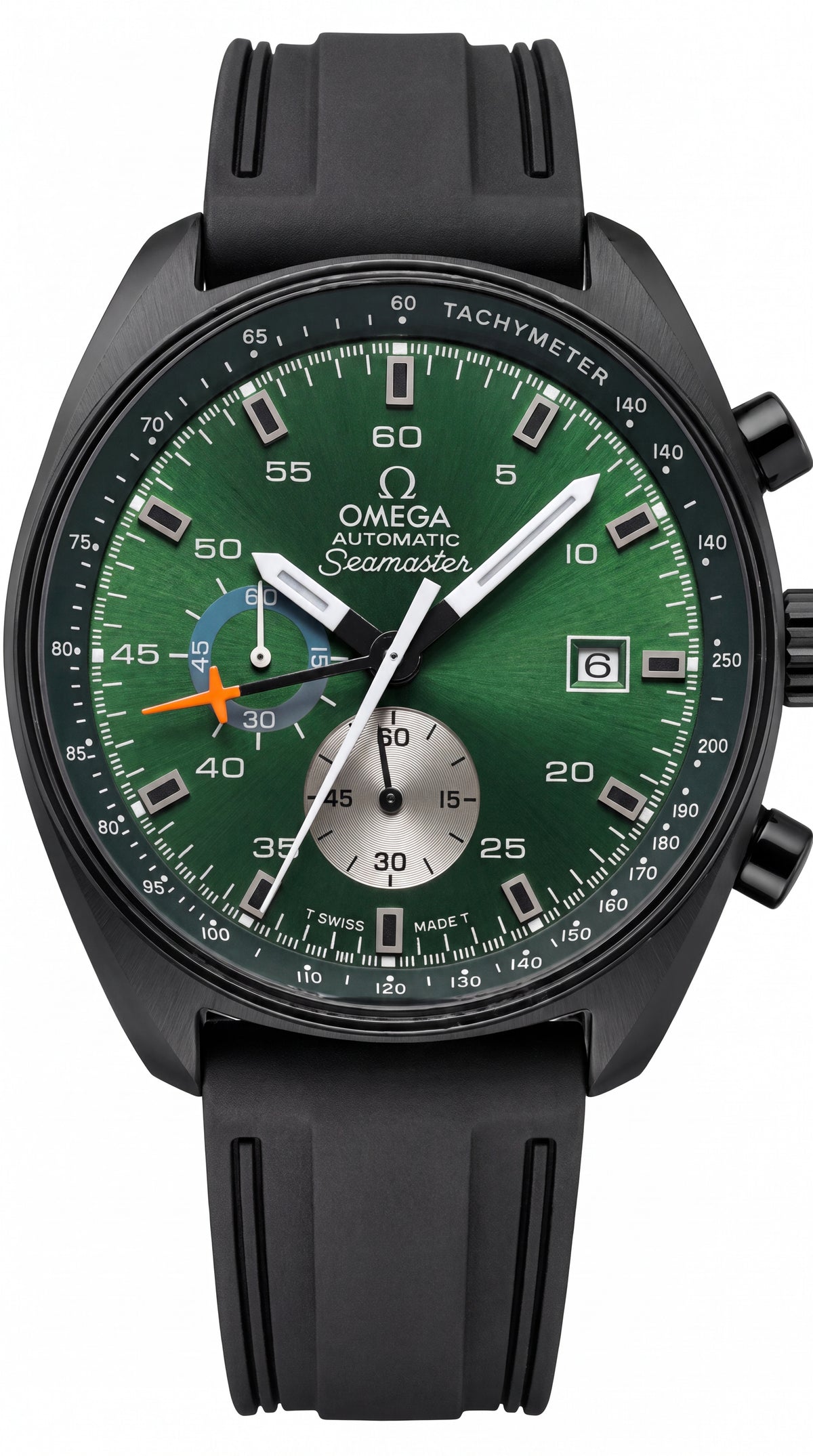 Omega Seamaster Chronograph ST Men's Watch | Green Dial | Black Rubber Strap | 43mm