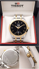Tissot Couturier Day-Date Men's Watch | Black Dial | Two-Tone Stainless Steel | 43mm