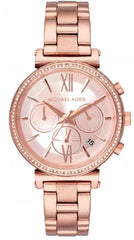 Michael Kors Sofie Women's Watch | Rose Gold Chronograph | Crystal Bezel | 38mm