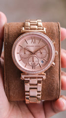 Michael Kors Sofie Women's Watch | Rose Gold Chronograph | Crystal Bezel | 38mm