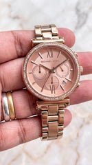 Michael Kors Sofie Women's Watch | Rose Gold Chronograph | Crystal Bezel | 38mm