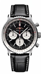 Breitling Navitimer Chronograph Men's Watch | Black Dial | Leather Strap | 44mm