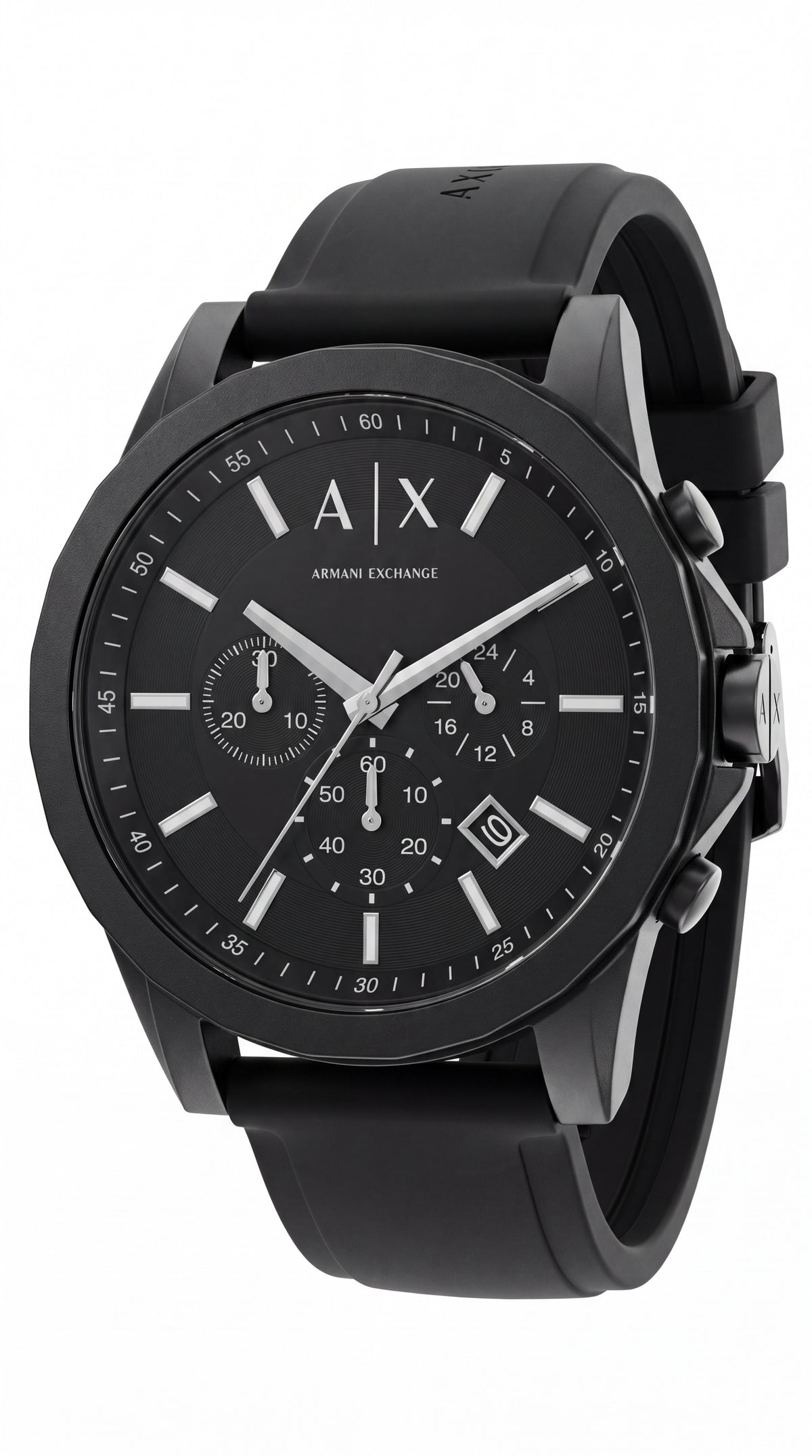Armani Exchange AX2098 Men's Chronograph Watch | Black Dial | Black Silicone Strap | 43mm