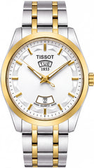 Tissot Couturier Day-Date Men's Watch | White Dial | Two-Tone Stainless Steel Bracelet | 43mm