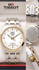 Tissot Couturier Day-Date Men's Watch | White Dial | Two-Tone Stainless Steel Bracelet | 43mm