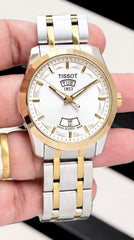 Tissot Couturier Day-Date Men's Watch | White Dial | Two-Tone Stainless Steel Bracelet | 43mm
