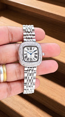 Cartier Coussin de Cartier Women's Watch | Silver Stainless Steel Bracelet | White Dial | 33mm