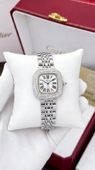 Cartier Coussin de Cartier Women's Watch | Silver Stainless Steel Bracelet | White Dial | 33mm