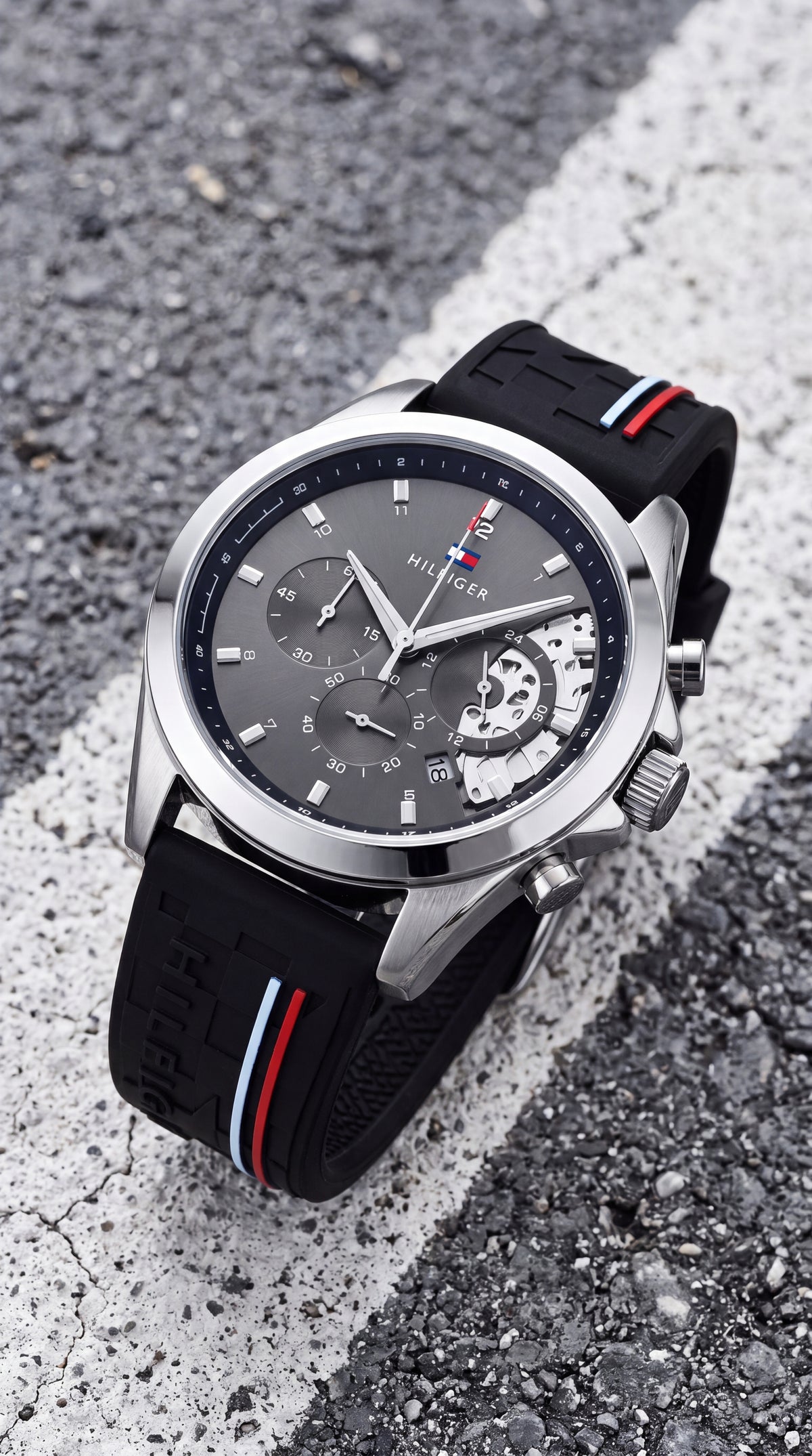 Tommy Hilfiger Baker Chronograph Men's Watch | Black Dial | Black Silicone Strap | 43mm