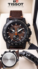 Tissot Supersport Chrono Men's Watch | Black Dial | Leather Strap | Quartz Chronograph | 45mm