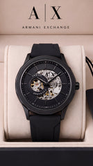 Armani Exchange AX Automatic Skeleton Men's Watch | Black Skeleton Dial | Automatic Movement | 42mm