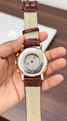 Cartier Open Heart Tourbillon Men's Automatic Watch | Skeleton Dial | Rose Gold Case | Leather Strap | 43mm