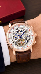 Cartier Open Heart Tourbillon Men's Automatic Watch | Skeleton Dial | Rose Gold Case | Leather Strap | 43mm