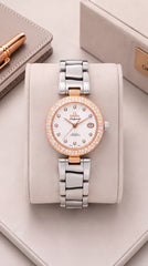 Omega Ladymatic Diamond Edition Women's Watch | White Dial | Rose Gold Crystal Bezel | 30mm