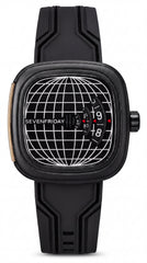 SevenFriday ME1/01 Inspired Men's Watch | Globe Dial | Black Silicone Strap | 44mm