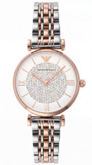 Emporio Armani Slim Women's Watch | Rose Gold Two-Tone Bracelet | Crystal Dial | 32mm