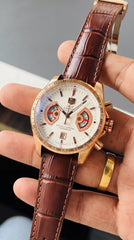 TAG Heuer Grand Carrera RS Calibre 17 Chronograph Men's Watch | Rose Gold Brown Leather | 7AA Premium Collection