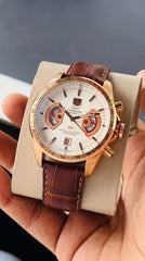 TAG Heuer Grand Carrera RS Calibre 17 Chronograph Men's Watch | Rose Gold Brown Leather | 7AA Premium Collection