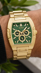 GUESS Phoenix GW0456G3 Men's Multifunction Watch | Green Dial Gold Bracelet | 7AA Premium Collection