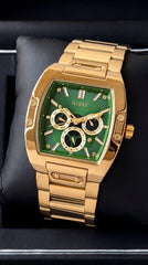 GUESS Phoenix GW0456G3 Men's Multifunction Watch | Green Dial Gold Bracelet | 7AA Premium Collection
