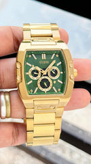 GUESS Phoenix GW0456G3 Men's Multifunction Watch | Green Dial Gold Bracelet | 7AA Premium Collection