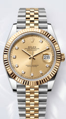 Rolex Datejust 41 Champagne Diamond Dial Two Tone Jubilee Premium Automatic Watch For Men | 41mm