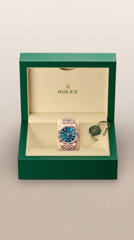 Rolex Sky-Dweller Blue Green Dial Everose Gold Premium Automatic Watch For Men | 42mm